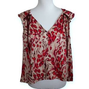 FRENCH CONNECTION PINK CAMO SLEEVELESS BLOUSE SZ.M EUC.